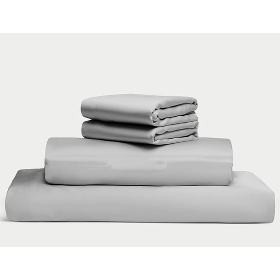 100% Egyptian Long Staple Cotton Bedsheet Set, 1000 Thread Count, 4-PC Sheets Set, Silver Grey Color, Short King Size, 8 Inch Deep Pocket of Fitted Sheet, Soft Sateen Weave Breathable