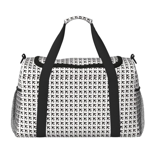 Fotbe Airplane Bolsa de Viaje con Estampado, Bolsa de Fin de Semana para Mujer con Compartimento para Zapatos, Bolsa de Gimnasio con Bolsillo Húmedo