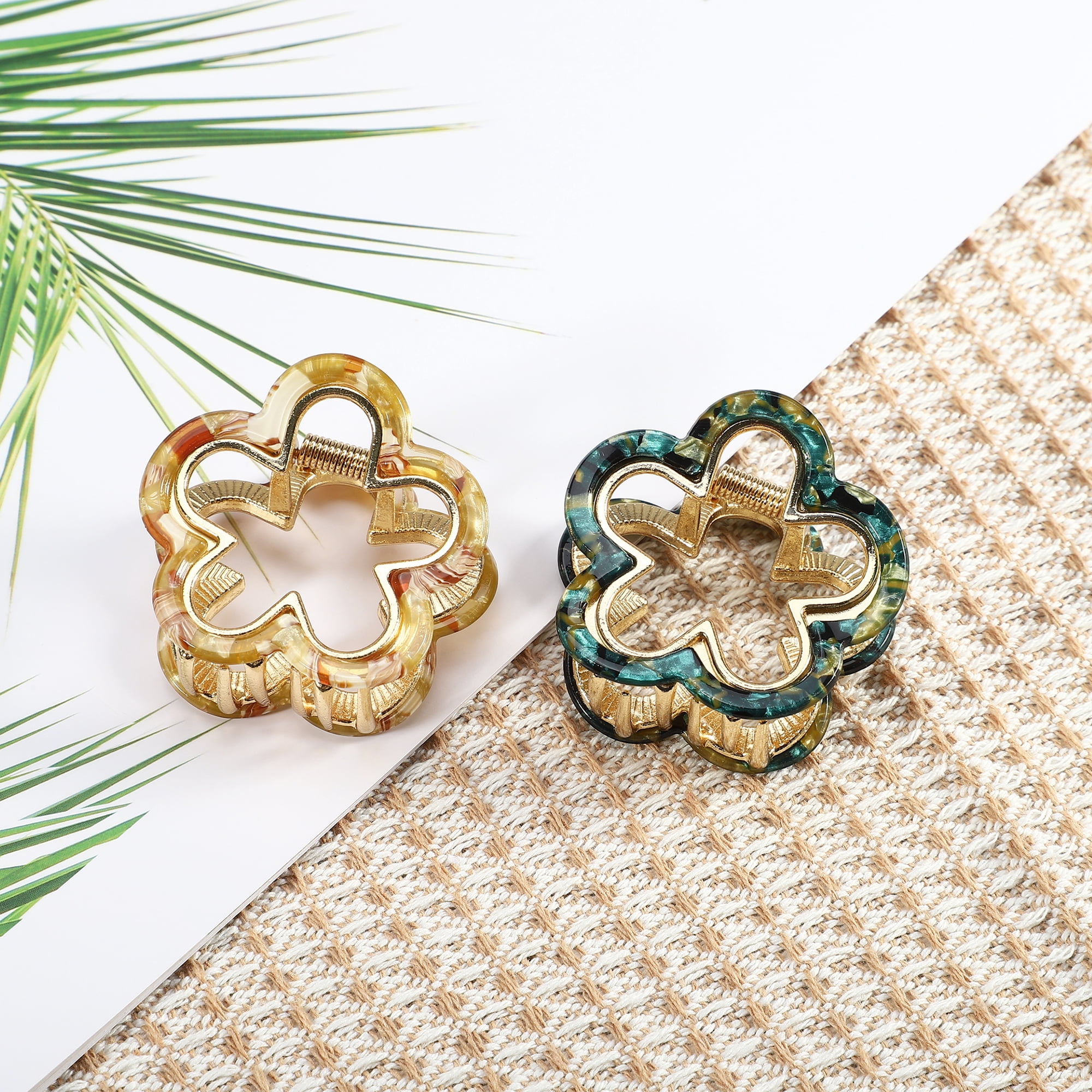 Unique Bargains 2Pcs Flower Hair Claw Clip Non-Slip Cute Acrylic Hair Claw Clip
