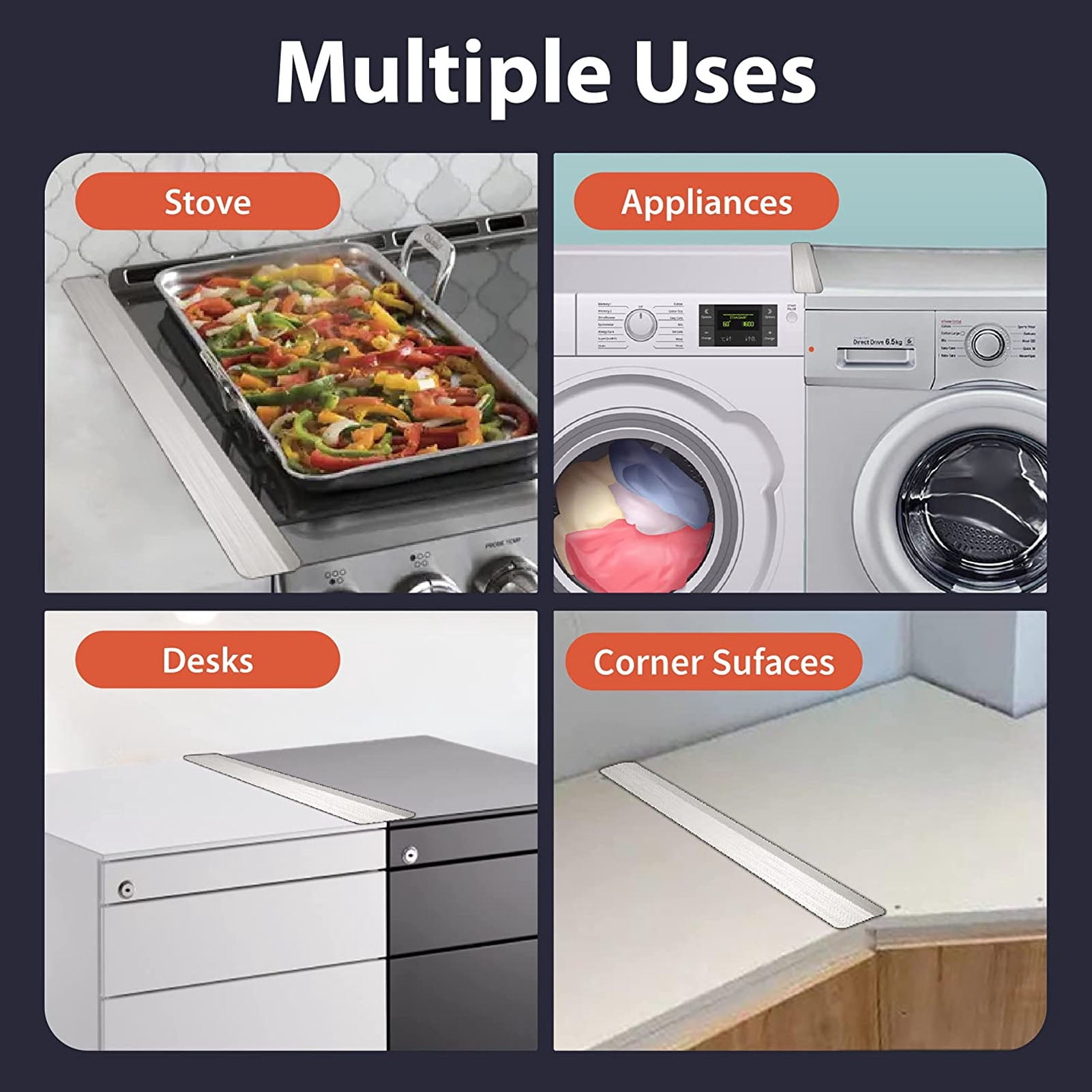 Nieyigj 2PCS Kitchen Stove Counter Gap Cover 19.9 inches / 50.5 cm Stainless Steel Gap Filler Easy Cleaning Heat Resistant Guard for Kitchen Supplies
