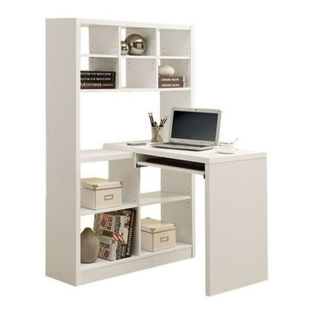 Bowery Hill Computer Desk With Bookcase In White Bowery Hill Computer Desk With Bookcase In White