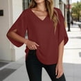 thumbnail image 6 of Kezqiaxn 3/4 Sleeve Tops for Women V-Neck Ruffled Casual Loose Shirts Summer Business Dressy Work Blouses, 6 of 8