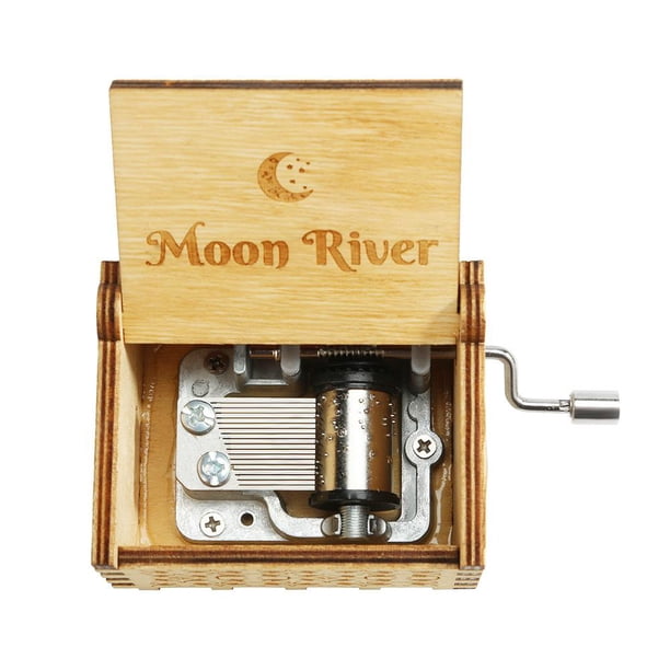 Caja de música de madera antigua caja musical con manivela regalo de cumpleaños (Moon River) Sywqhk Libre de BPA