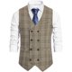 thumbnail image 1 of Chaleco de traje de negocios a cuadros para hombre, chaqueta de corte regular, chaleco informal a cuadros irregulares, chaleco de negocios cruzado, 1 of 5