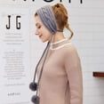 thumbnail image 3 of Winter Tie Knitting Warm Ear Protector Plush Hair Ball - Khaki, 3 of 5