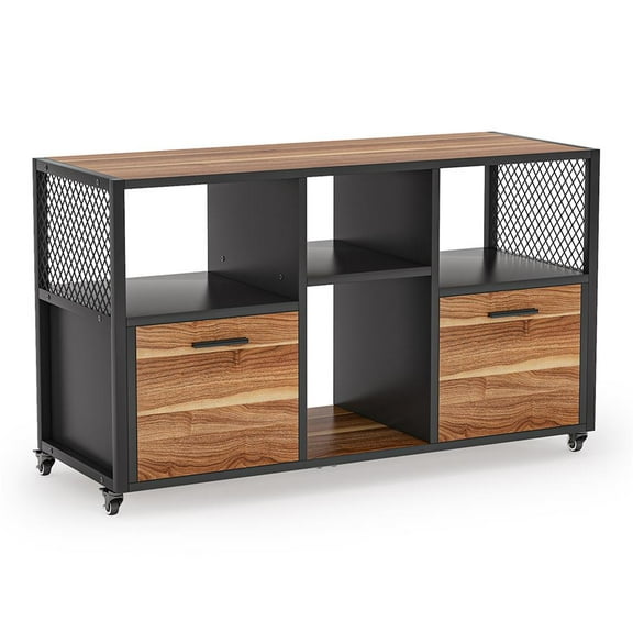 Resenkos Filing Stroage Cabinets,File Stroage Cabinet, 2 Drawer File Cabinet, Wood Mobile Lateral Filing Cabinet,Brown