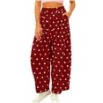 thumbnail image 2 of Noric Women's Polka Dot Wide Leg Pants High Rise Elastic Waist Baggy with Pockets Casual Loose Fit Flowy Palazzo Pants, 2 of 7