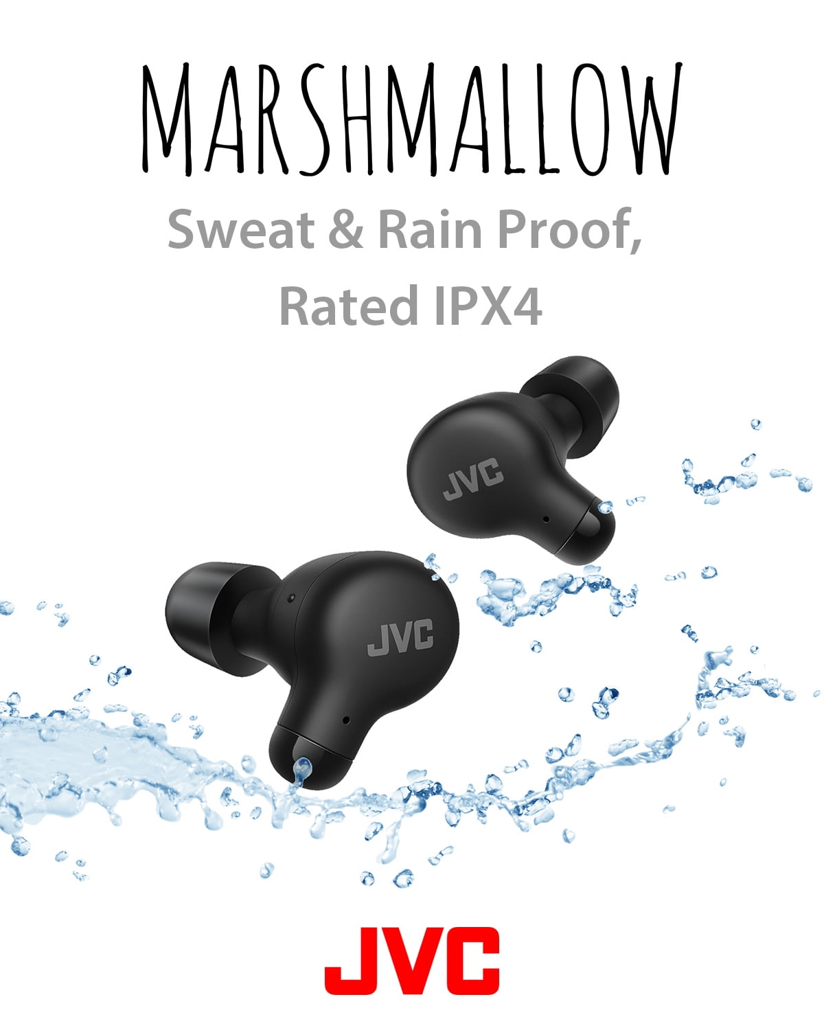 JVC Marshmallow True Wireless Voice Assistant Bluetooth In Ear Headphones, Black