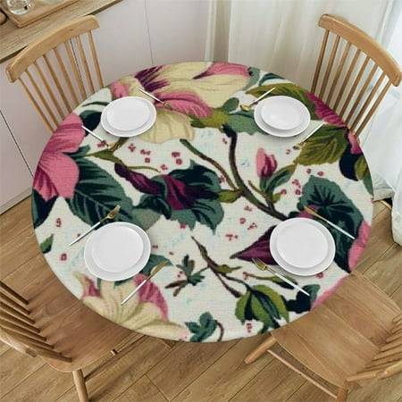 

Autua Flowers Round Tablecloth Stain-Resistant Washable for Indoor and Outdoor Restaurants Parties 100% Polyester Waterproof Fabric Home Kitchen Decoration 38 -42