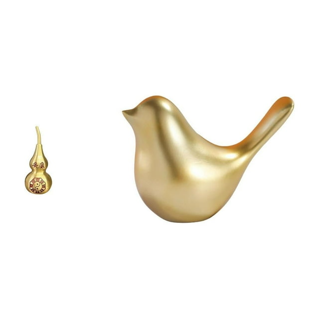 Figura decorativa de calabaza de latón y pájaro dorado, adorno Feng Shui para el hogar, ideal como centro de mesa para la Fiesta de o com