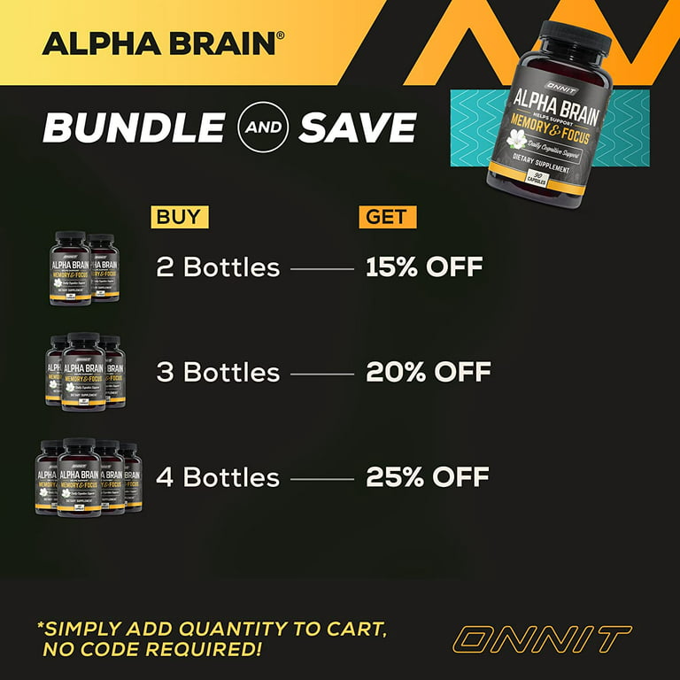 ONNIT Alpha Brain Premium Nootropic Brain Supplement, 90 Count, for Men &  Women - Caffeine-Free Focus Capsules for Concentration, Brain & Memory  Support - Brain Booster Cat's Claw, Bacopa, Oat Straw 