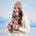 thumbnail image 5 of Xinwanna 3Pcs/Set Women Winter Hat Scarf Gloves Set Thickened Velvet Lining Knitting Hat Long Scarf Touch Screen Gloves Set Winter Accessories (Grey), 5 of 13