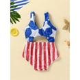 thumbnail image 3 of Wassery Toddle Girls Summer One-piece Swimsuit 6M-4T 4th of July Outfits Sleeveless V Neck Cutout Stars Striped Bathing Suits Beach Pool Swimwear Romper for Independence Day, 3 of 9