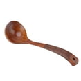 thumbnail image 3 of Japanese Large Round Wooden Soup Spoon With Long Curved Handle, Kitchen Cookware For Cooking And Serving - Easy To Clean,  Wood, Glossy, 3 of 8
