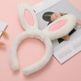 thumbnail image 6 of Skymirror Easter Bunny Ear Headband Patchwork Color Soft Plush Hair Hoop Washing Face Bathroom Girl Headband Head Accessories, 6 of 7