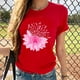 thumbnail image 1 of Puntoco Blusa de manga corta con estampado de moda para mujer, divertida camiseta de cuello redondo, 1 of 4