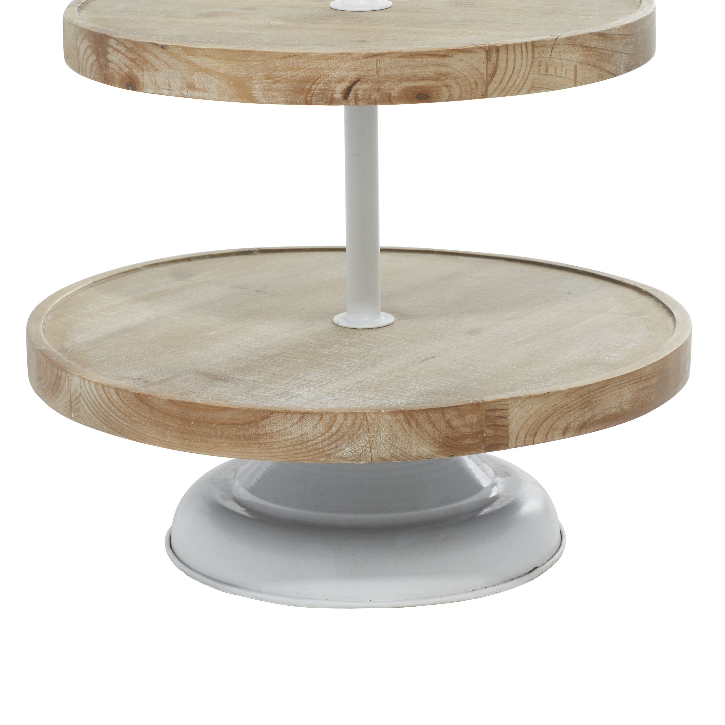 DecMode Brown Wood Farmhouse Tiered Server