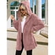 thumbnail image 5 of Chaqueta de Mujer con Cremallera, Bolsillos, Sudadera Larga Extragrande con Capucha, Mangas Largas y Suave, Abrigo de Peluche Cálido Rosa L, 5 of 6