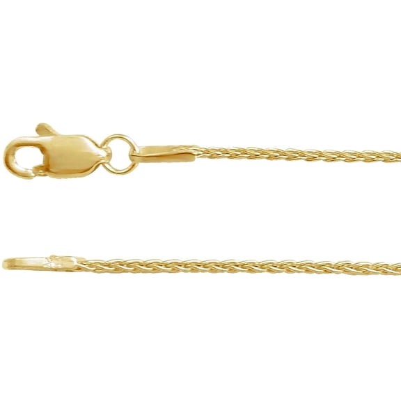 14k Yellow Gold 1mm Wheat 16 Inch Chain With Lobster Clasp Chain Necklace for Women and Men