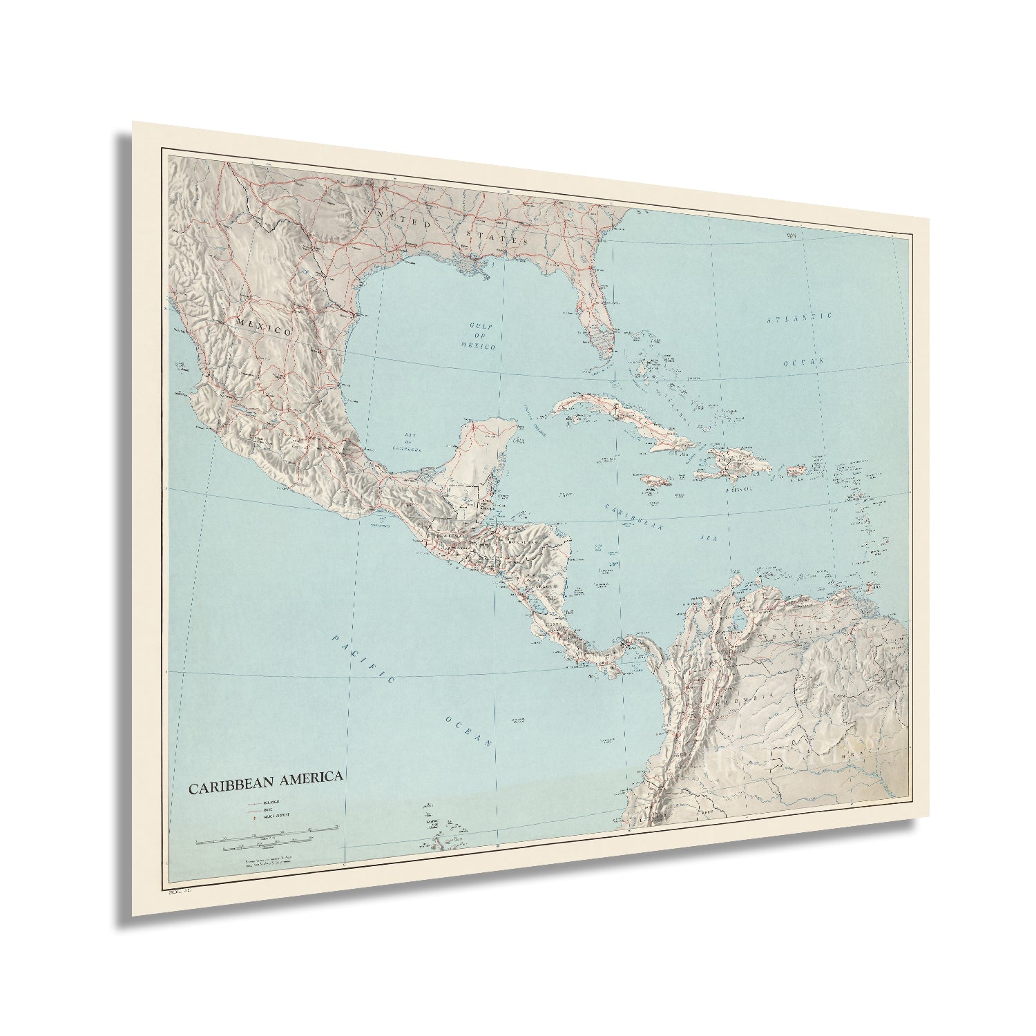 1961 Caribbean America Map - Vintage Caribbean Map - Old Caribbean