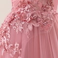 thumbnail image 4 of IDOPIP Flower Girl Dress Birthday Party Princess Dress Tulle Pageant Gown Kids Floral Lace Embroidery Formal Bridesmaid Dress Wedding Prom Communion Dresses 8 Years Pink, 4 of 8
