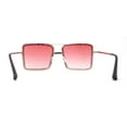 thumbnail image 4 of Womens Square Rhinestone Rectangle Jewel Metal Rim Diva Sunglasses Gold Pink, 4 of 4