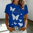 thumbnail image 2 of Puliio Womens 250th Anniversary USA T-Shirt Celebrating 250 Years 1776-2026 Butterfly Graphic 4th of July Tshirt Crewneck Patriotic Tee, 2 of 4