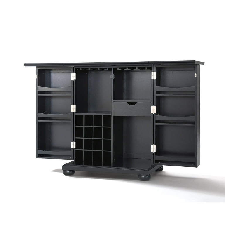Crosley Furniture Alexandria Wood Expandable Bar Cabinet in Black