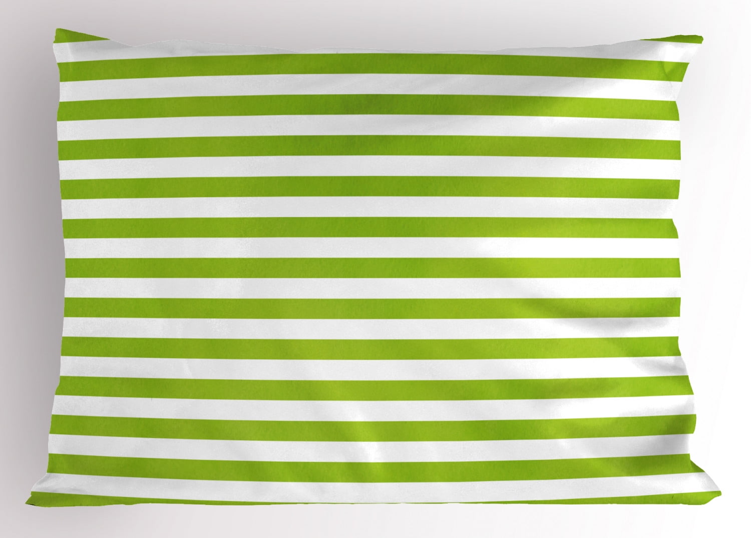 Lime Green Pillow Sham Horizontal Stripes Simplistic Watercolor