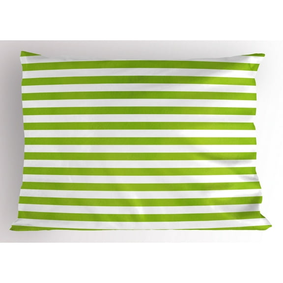 Ambesonne Lime Green Pillow Sham, Watercolor Lines, 26" X 20", White Lime Green