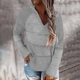 thumbnail image 2 of Hauts Décontractés pour Femmes Mode Femmes Décontracté Uni Col en V Manches Longues Chandail à Capuche Blouse Hauts Mode Hauts pour Femmes Hauts pour Femmes Décontracté Manches Longues pour Femmes Chandail à Capuche Femmes, 2 of 6