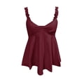 thumbnail image 4 of uobin Tops for Women Sleeveless Ruffle Strap Low Cut V Neck Backless Solid Color Tank Top Cute Summer Flowy Going Out Top, 4 of 4