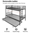 thumbnail image 6 of Triple Bunk Bed Twin over Twin with Trundle Metal Bunk Bed for Kids,Adults,Heavy Duty Bunk Bed with Full-Length Guardrail,Comfortable Step,Easy to Assemble,for 3, 6 of 12