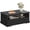 Black, variant on SolaceHue Coffee Table for Living Room, 43" Framhouse Coffee Table with 2 Storage Drawers, Modern Center Table with Open Display Area, Elegant Curved Base, Rustic Brown