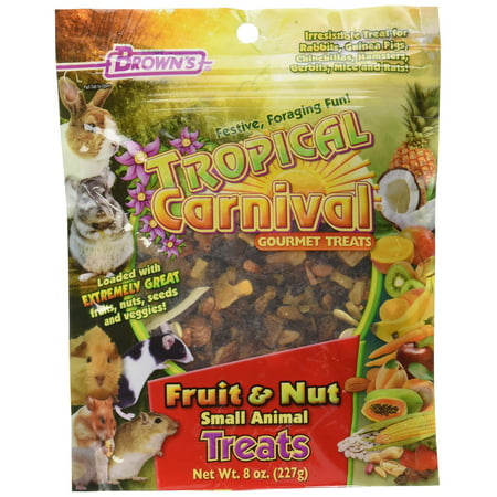 F.M. Brown's Tropical Carnival Fruit & Nut Small Animal Treat with Real Fruits, Nuts, and Veggies for Rabbits, Hamsters, Guinea Pigs, Mice, Gerbils, and Rats, 8 oz (Best Veggies For Guinea Pigs)