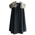 thumbnail image 4 of Dezsed Women Gothic Open Front Cape Coat Outwear Jacket Cloak Fashion Solid Retro Steampunk Cape Woolen Plush Collar Coat Cloak Navy XXXL, 4 of 4