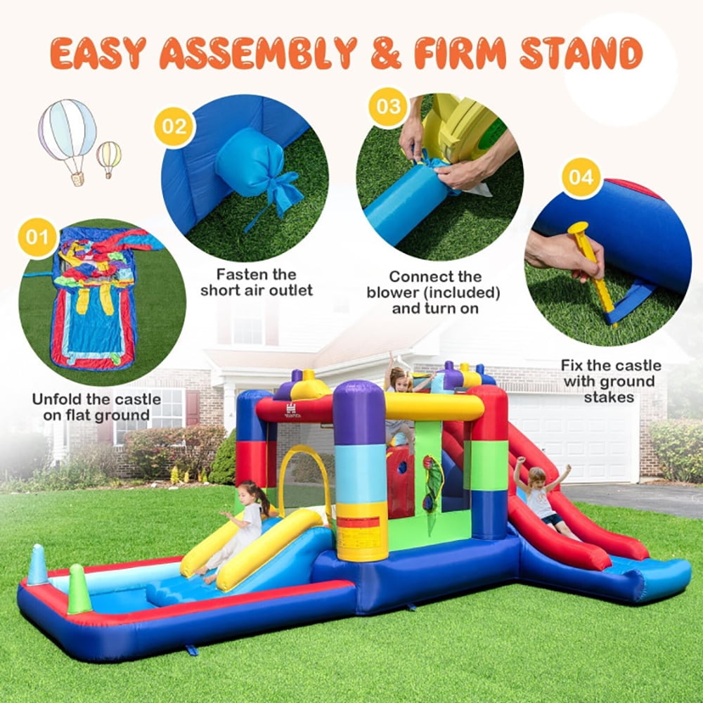 Aimee Lii Inflatable Bounce House with 680W Blower and Ball Pit, Playhouse for Kids Outdoor