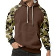 thumbnail image 2 of Pullover Hoodie with Camouflage Print Sleeves Drawstring Hood Front Pouch Pocket Long Sleeve Casual Sweatshirt for Men Women Light Brown XL, 2 of 5