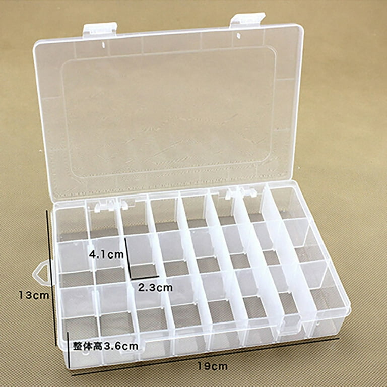 Yesbay 24 Compartments Plastic Box Case Jewelry Bead Storage Container  Craft Organizer-Celer 