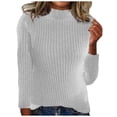 thumbnail image 4 of Sakmal Work Sweaters for Women Office Mock Neck White Crop Casual Solid Ladies Sweaters S, 4 of 5