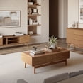 thumbnail image 5 of LuxenHome 47" Mid Century Modern Oak Coffee Table with Storage, Large Wooden Coffee Table for Living Room, 5 of 8