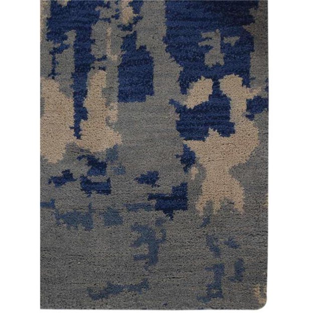 Get My Rugs N00806K0301G25 2 ft. 6 in. x 10 Hand Knotted Wool Runner Area Rug, Contemporary - Blue Beige