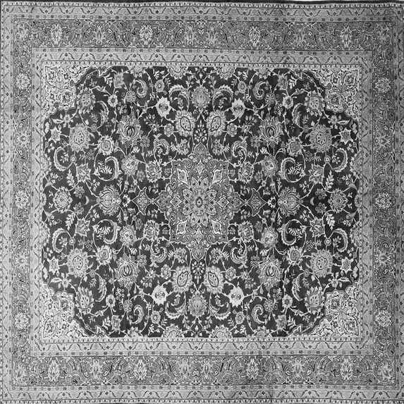 Ahgly Company Indoor Square Medallion Gray Traditional Area Rugs, 7' Square