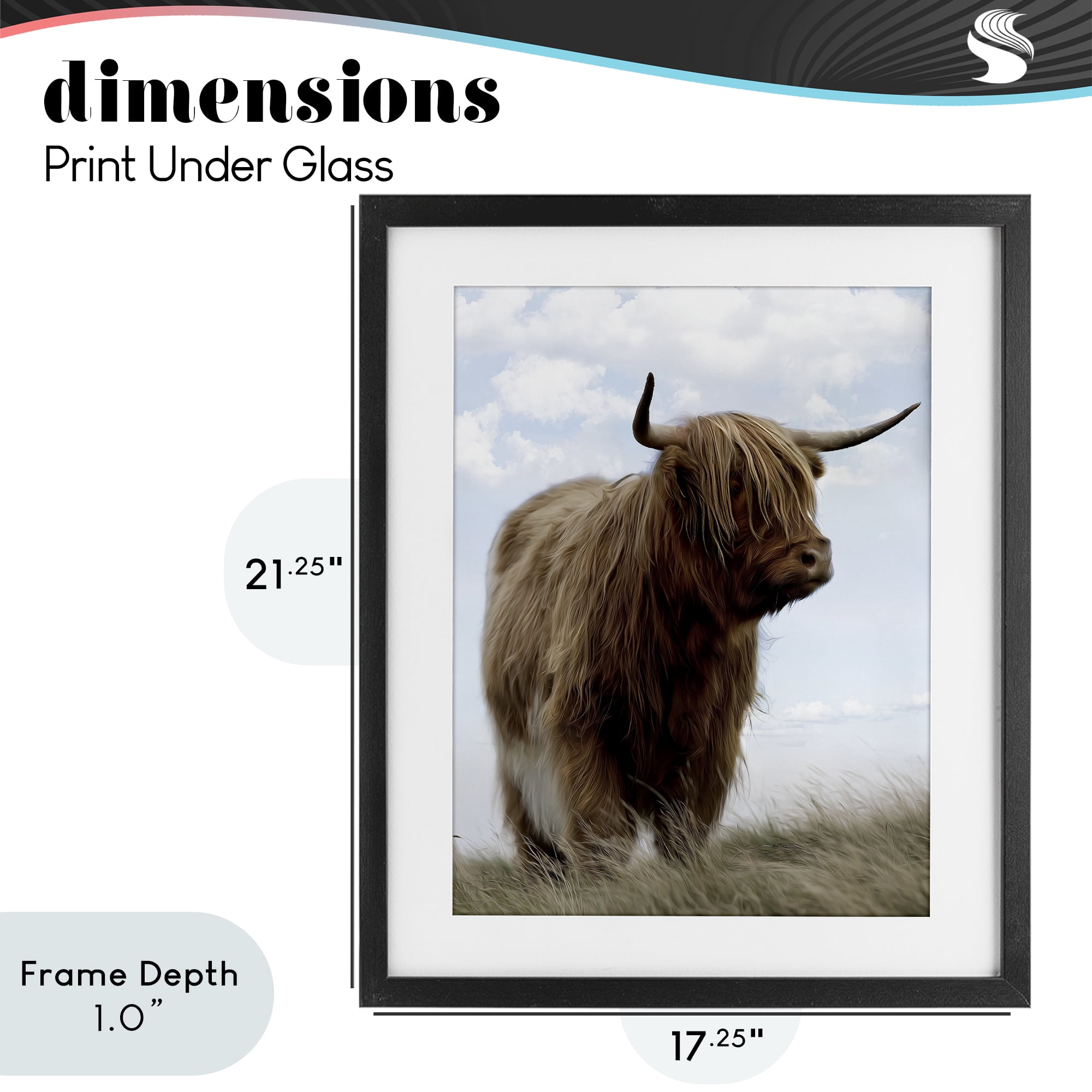 Stupell Industries Restful Look Highland Cattle Black Framed Print Under Glass, design by Marcus Prime