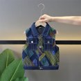 thumbnail image 4 of HAOTAGS Big Boys & Girls Sleeveless Lapel Denim Vest Top（2-14） Casual Buttoned Jacket Blue 13-14 Years, 4 of 9