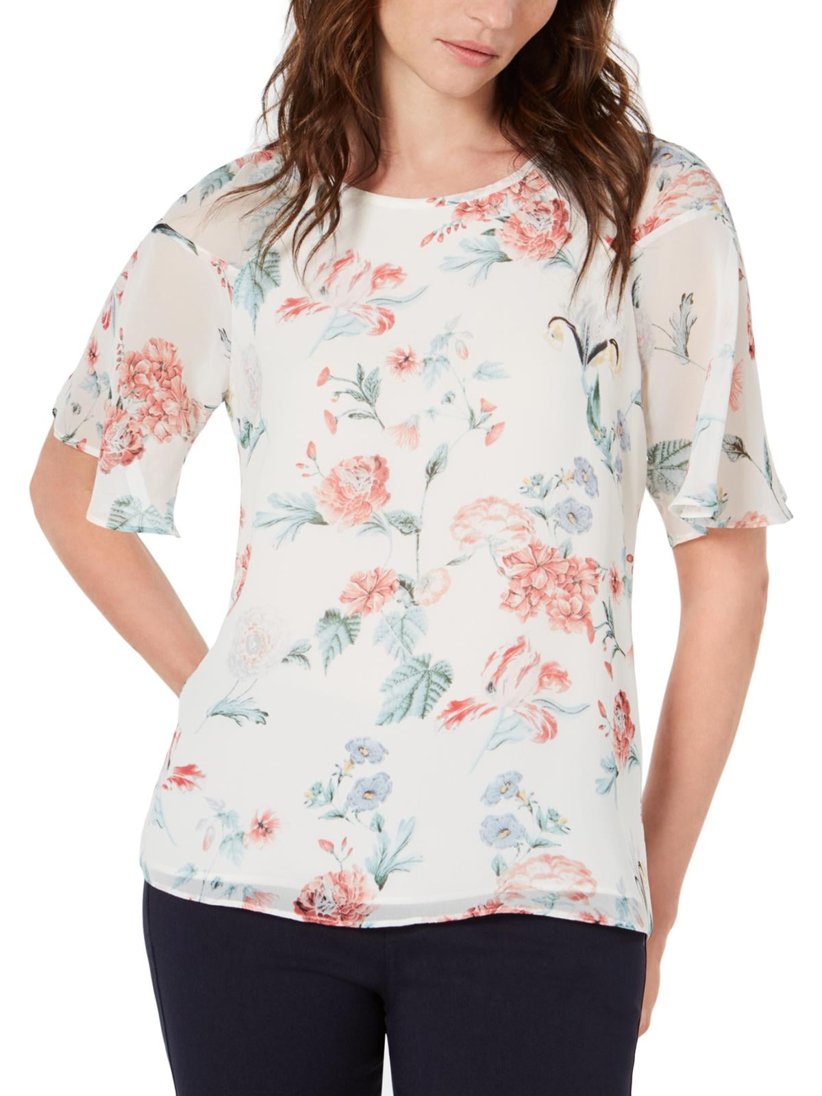 floral detail chiffon jumpsuit vince camuto