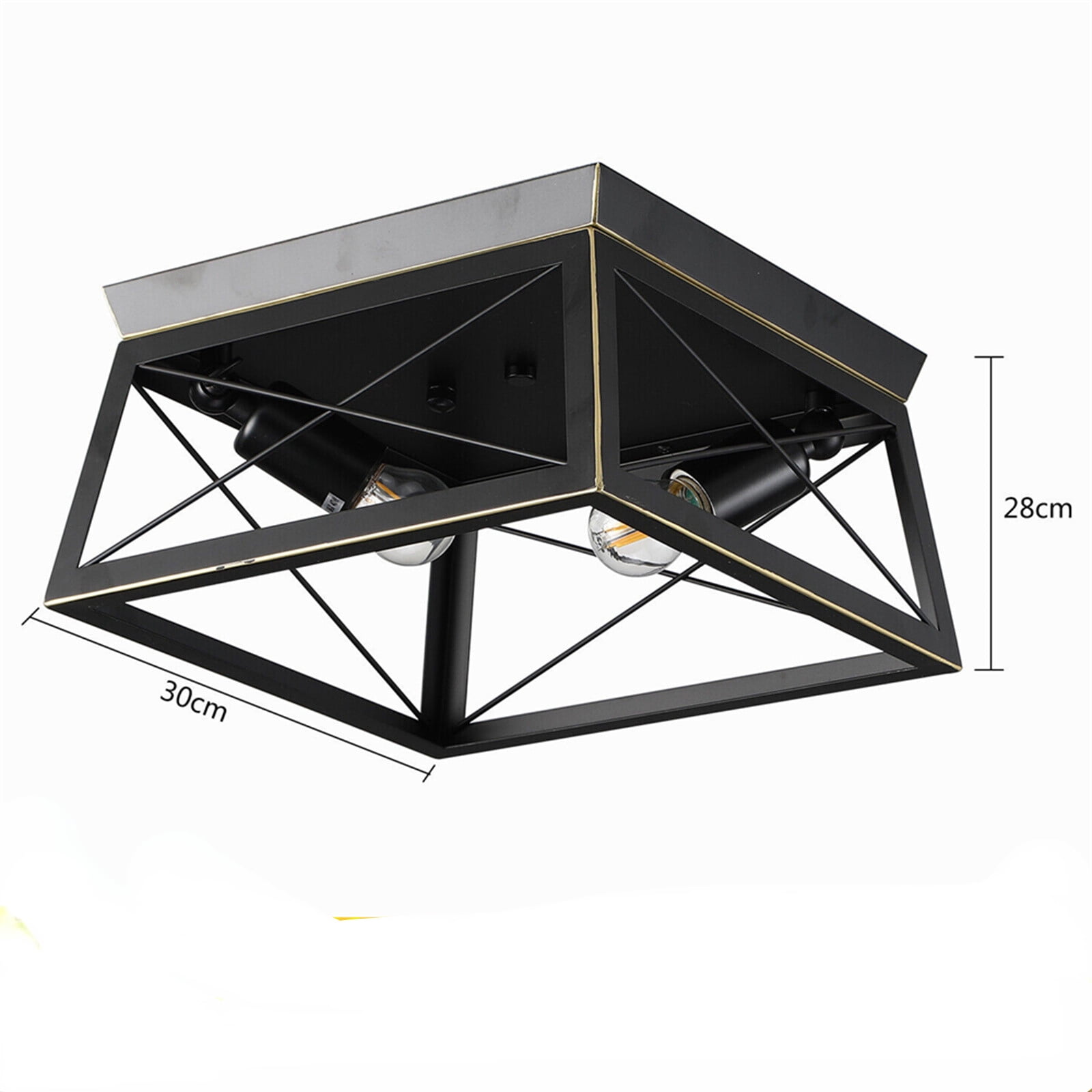 Industrial Ceiling Lighting Fixtures Metal Black Farmhouse Flush Mount Vintage Ceiling Lamp Classic Retro Close to Ceiling Lights 2-Light for Hallway Kitchen Island Dining Room Home Decor
