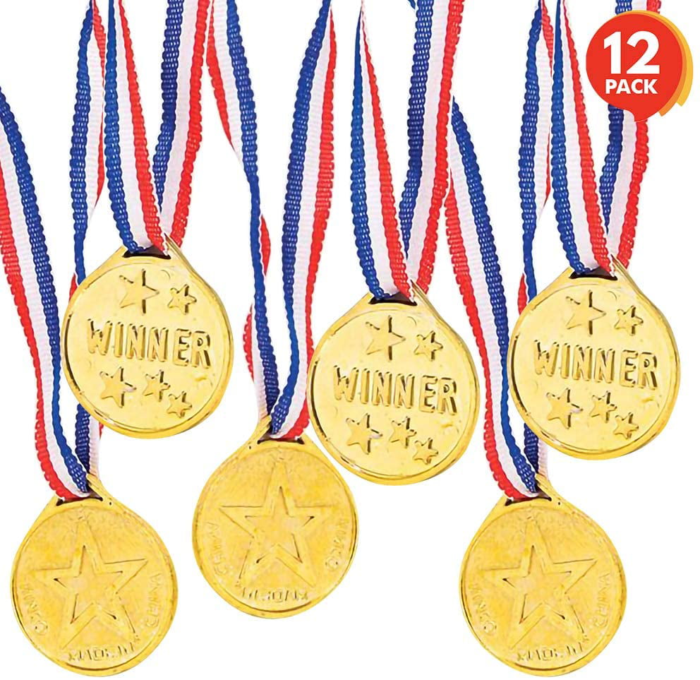 Ribbon gold metal medal Star football for kids FREE P&P 