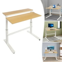 Miumaeov 2-Tier Rolling Standing Desk Adjustable Height Computer Desk with Wheels For Home Office