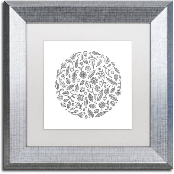 Trademark Fine Art "Leaf Circle" Canvas Art by Filippo Cardu, White Matte, Silver Frame